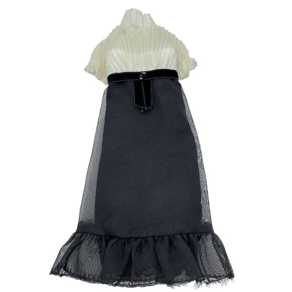 Barbie Doll Vtg 1969 Midi Magic Black White Tulle Satin?  Dress NO DOLL Gift - Picture 3 of 8